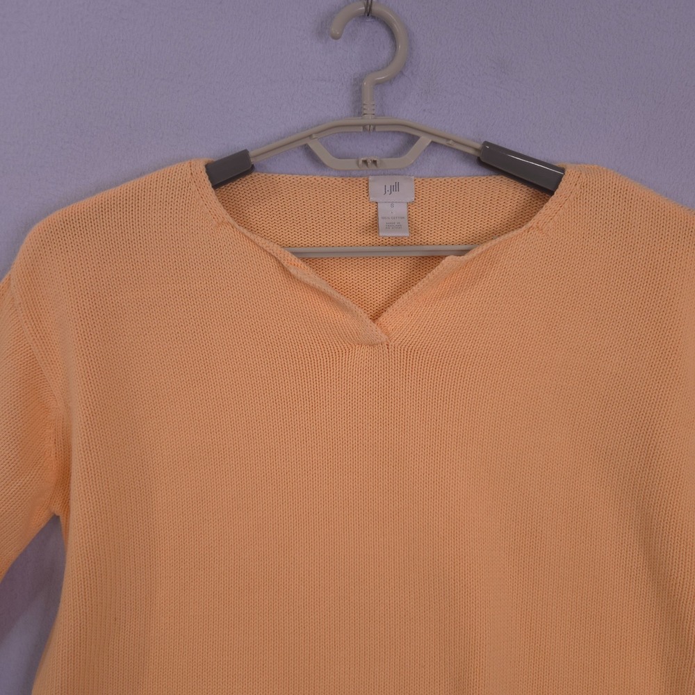 J Jill Sweater Womens Orange Small Long Sleeve Cropped Side Button Pullover - Picture 5 of 16